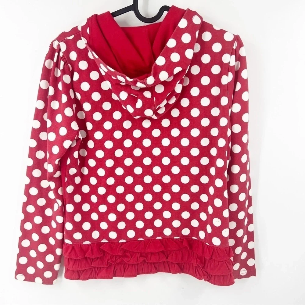 ✅ Disney Cruise Lines Girls Minnie Mouse Red White Polka Dot Hoodie Jacket LARGE